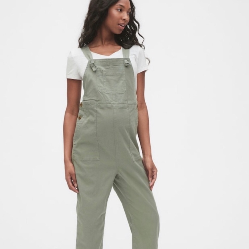 GAP Maternity Crop Overalls, Green